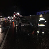 Aufräumarbeiten nach Verkehrsunfall