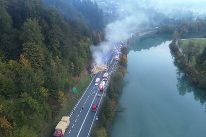 LKW-Brand beim Schönbergtunnel